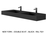 Plan double vasque bassin Design 60 cm, sur mesure, L. 160 à 200 cm x P. 40 à 60 cm, résine minérale ACRYSTONE® SOLID-SURFACE Finition lisse, Livraison Offerte et Rapide.